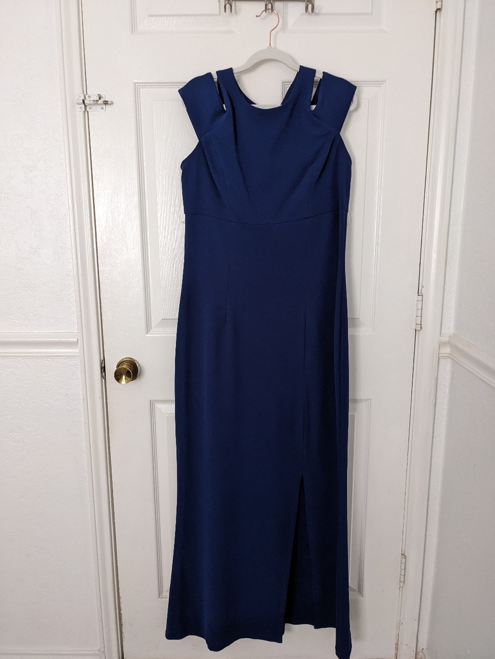 MSK Sleeveless Dark Navy Maxi Dress with Shoulder Cutouts
